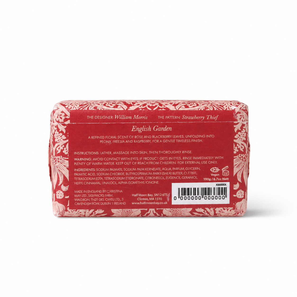 William Morris Strawberry Thief savon 190 g framboise