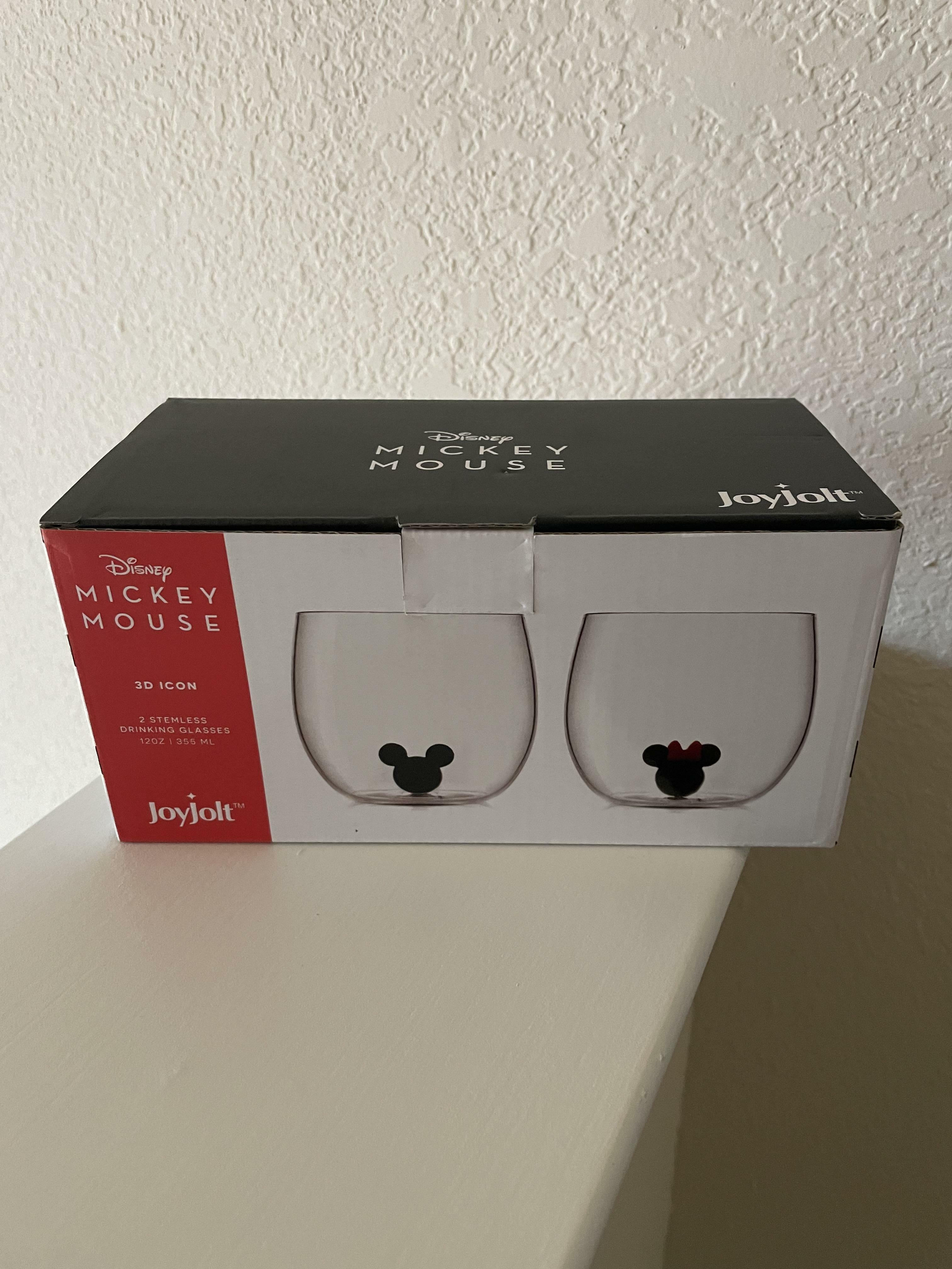JoyJolt Mickey Minnie verres lot de 2 39 cl 3D blanc