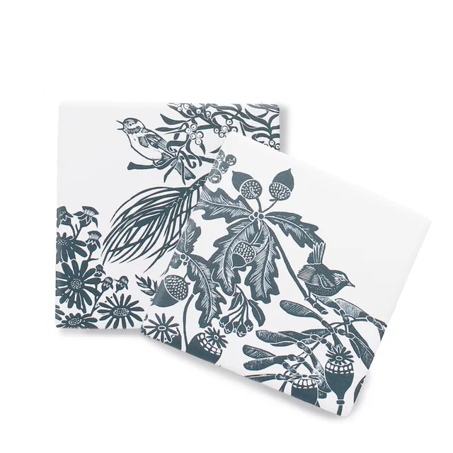 HMB Kate Heiss Woodland Navy dessous de verre lot 2