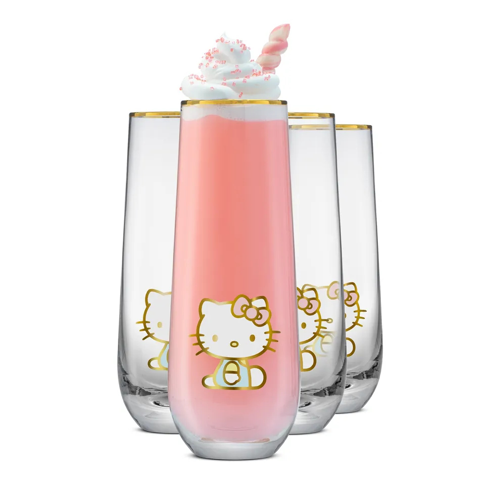 JoyJolt Hello Kitty Stay Gold flûtes sans pied 4x28 cl