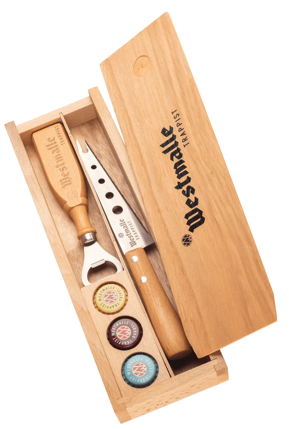 Westmalle coffret cadeau bois couteau décapsuleur
