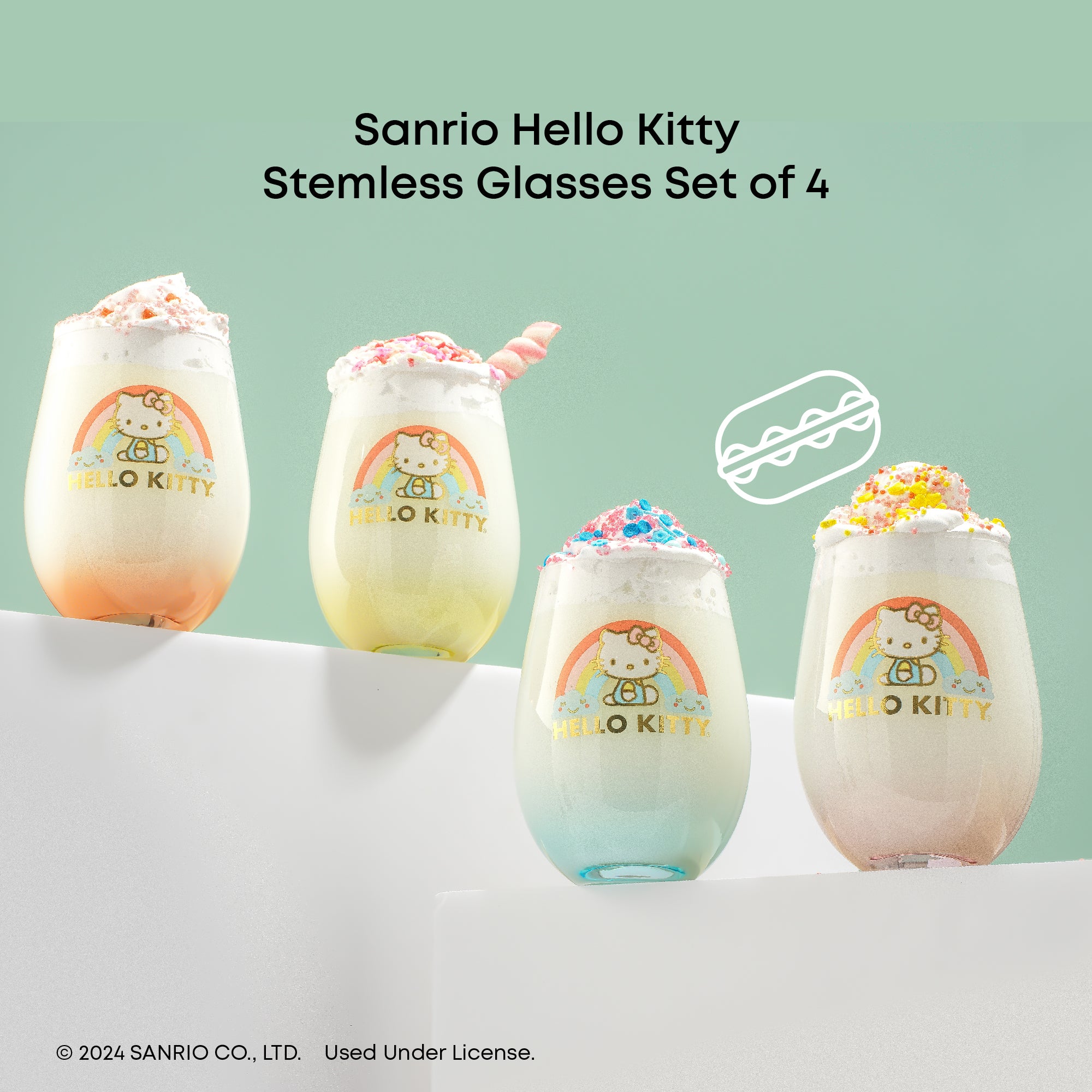 Hello Kitty Sweet Rainbow verres lot 4 56 cl couleurs