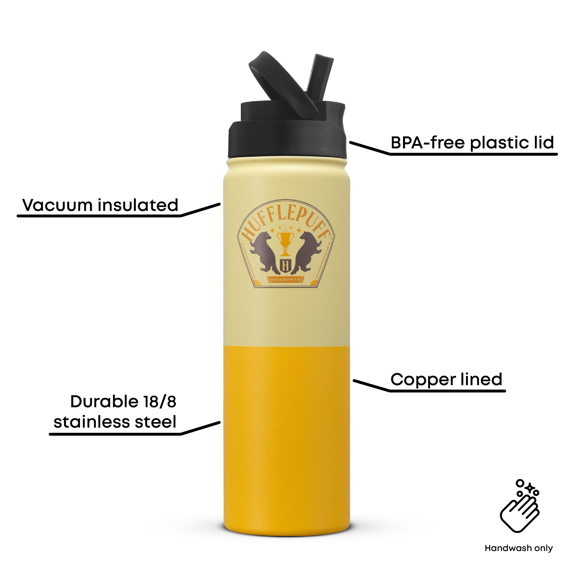 JoyJolt Harry Potter Hufflepuff gourde inox 65 cl isotherme