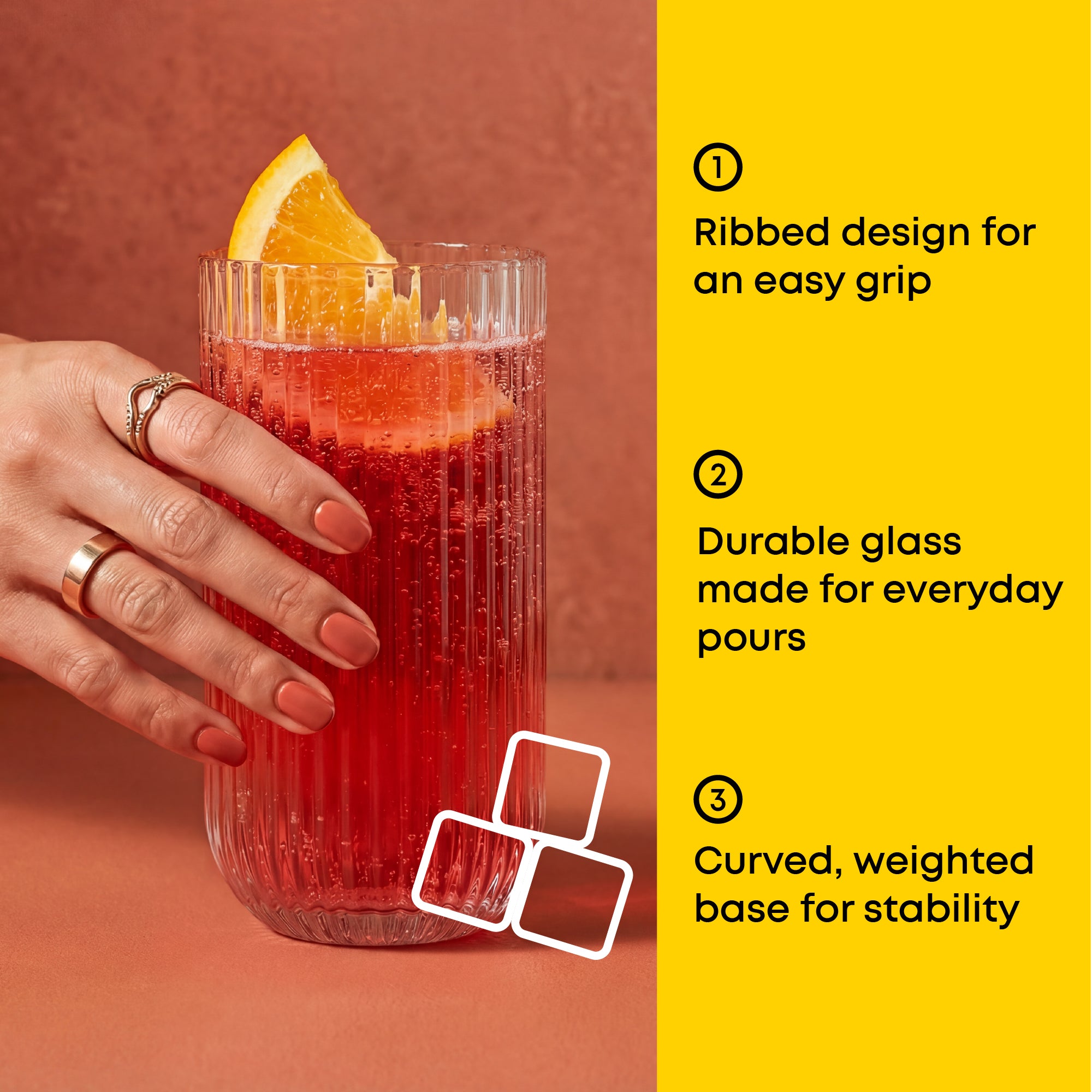 JoyJolt Lotus verres striés lot de 8 cannelés