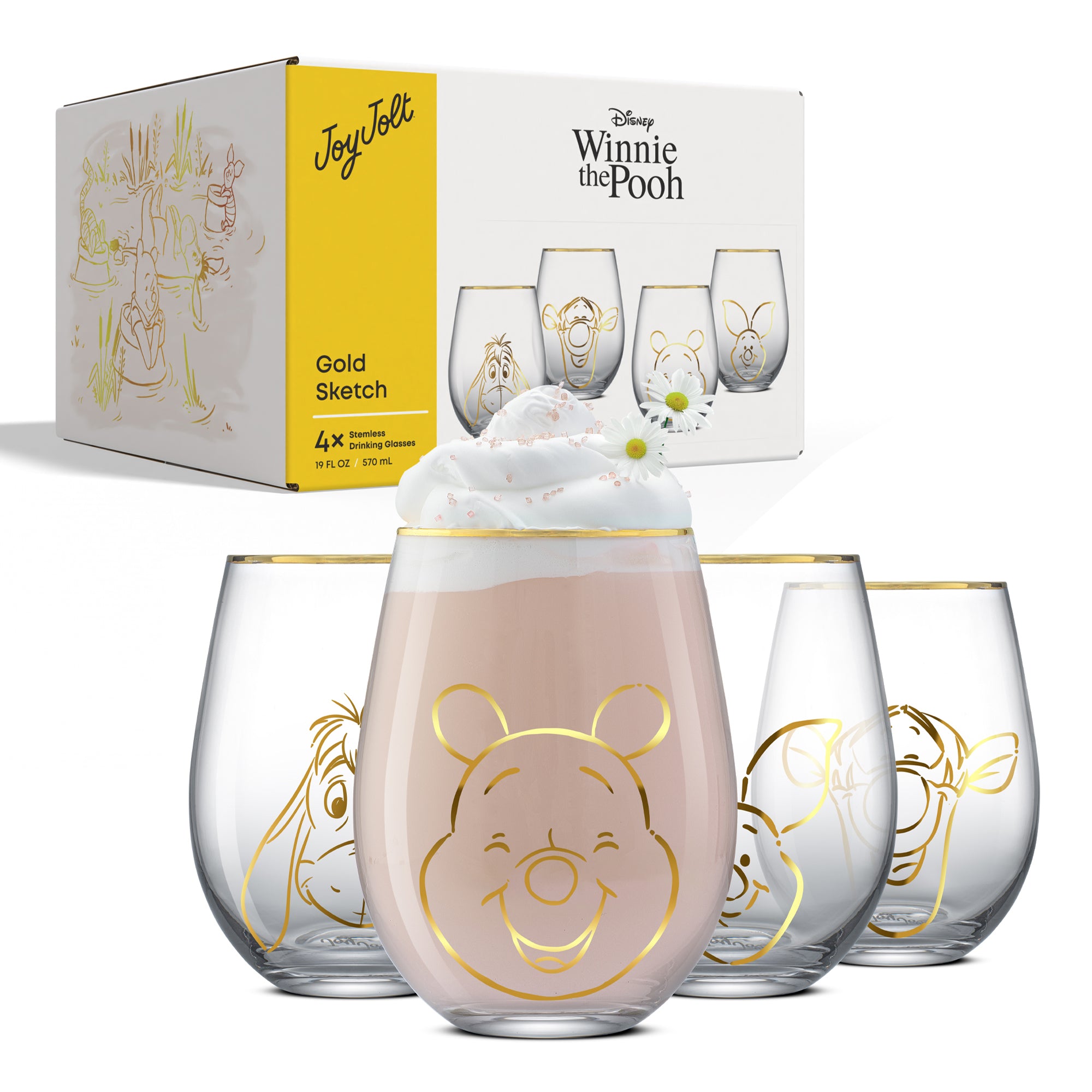 JoyJolt Winnie verres sans pied 19 oz lot de 4 doré