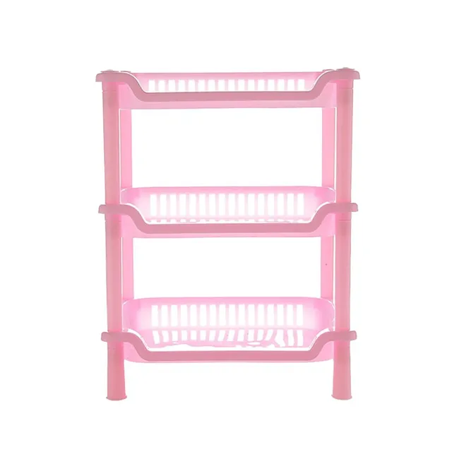 Alipis étagère rangement plastique rose 3 niveaux