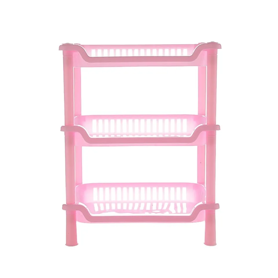 Alipis étagère rangement plastique rose 3 niveaux
