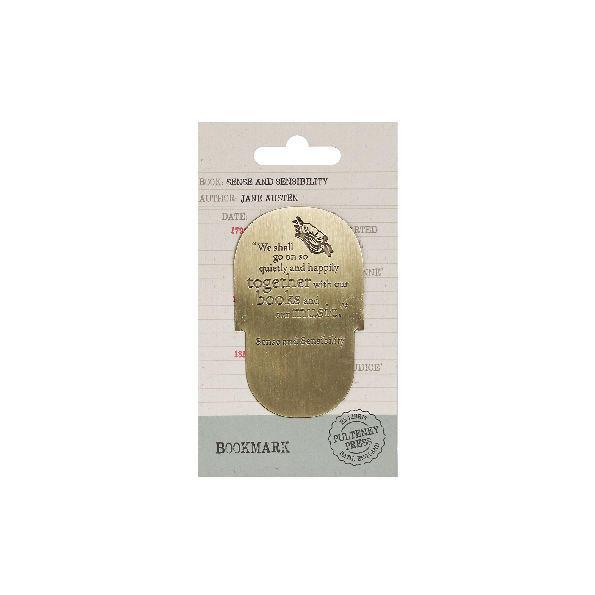 Jane Austen Sense & Sensibility marque-page métal bronze
