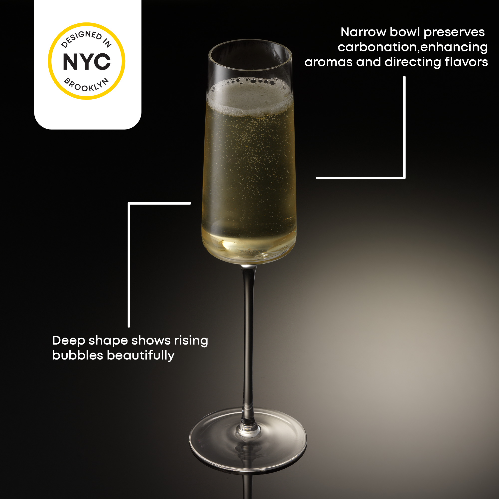 JoyJolt Sidney flutes à champagne 7 oz lot de 4 transparent cristal