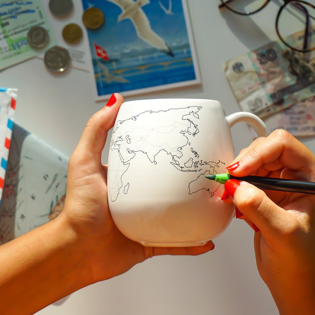 Trouvaille World Map mug à colorier carte du monde