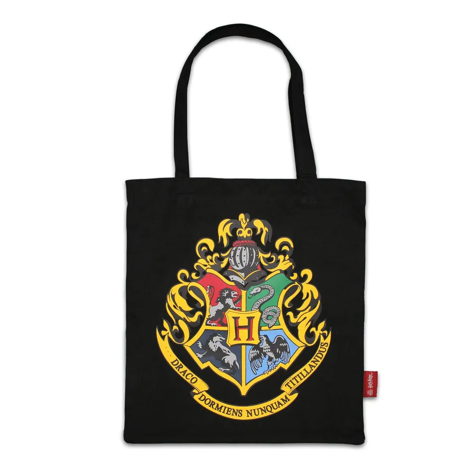 Harry Potter Hogwarts Crest sac tote bag noir coton recyclé