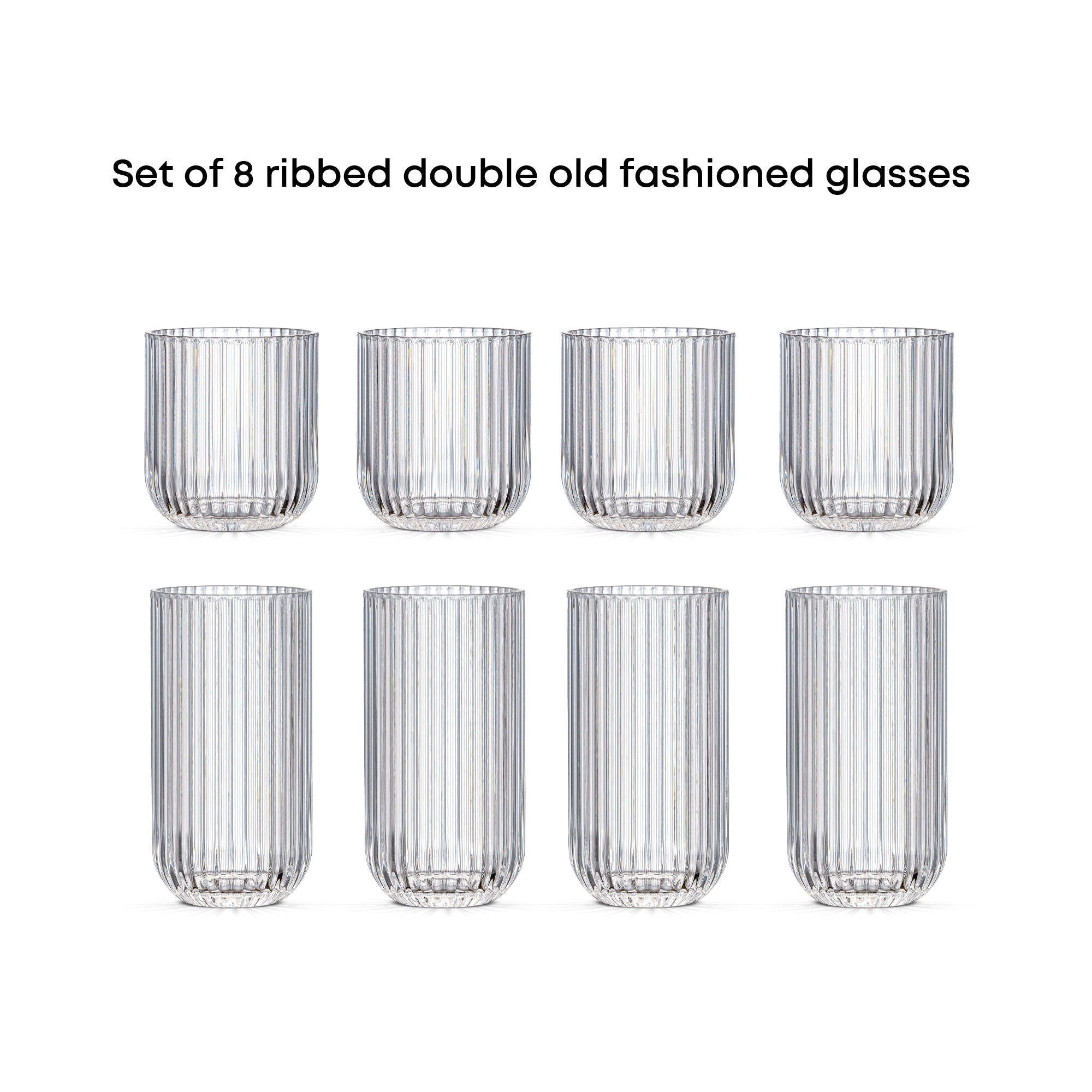 JoyJolt Lotus verres striés lot de 8 cannelés