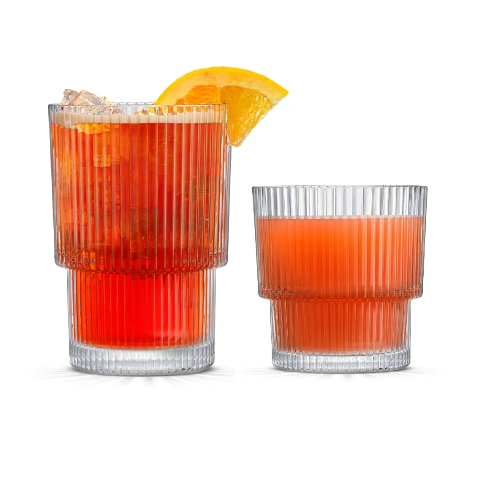 JoyJolt Bloom verres striés lot de 12