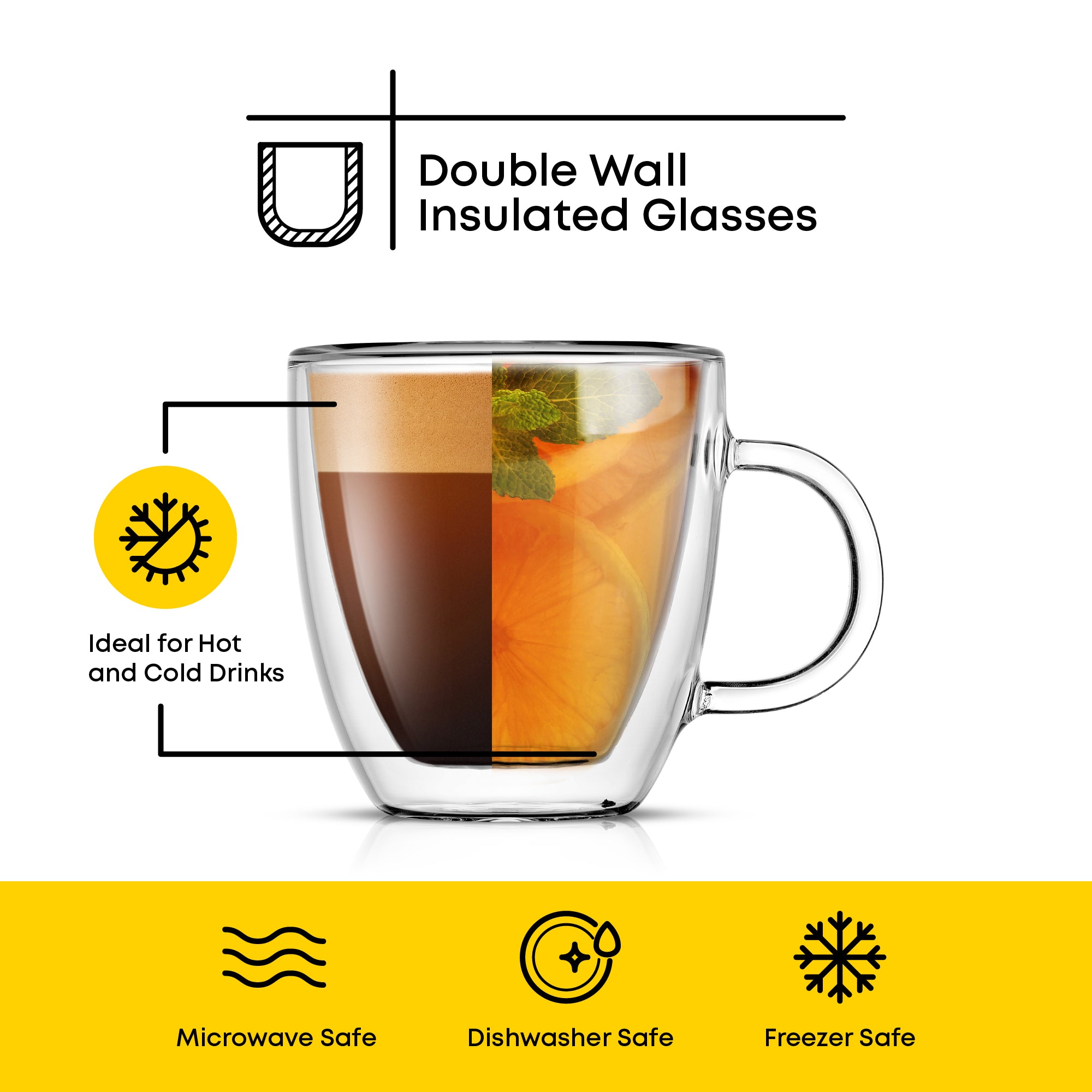 JoyJolt Savor verre espresso double paroi 16 cl lot 2