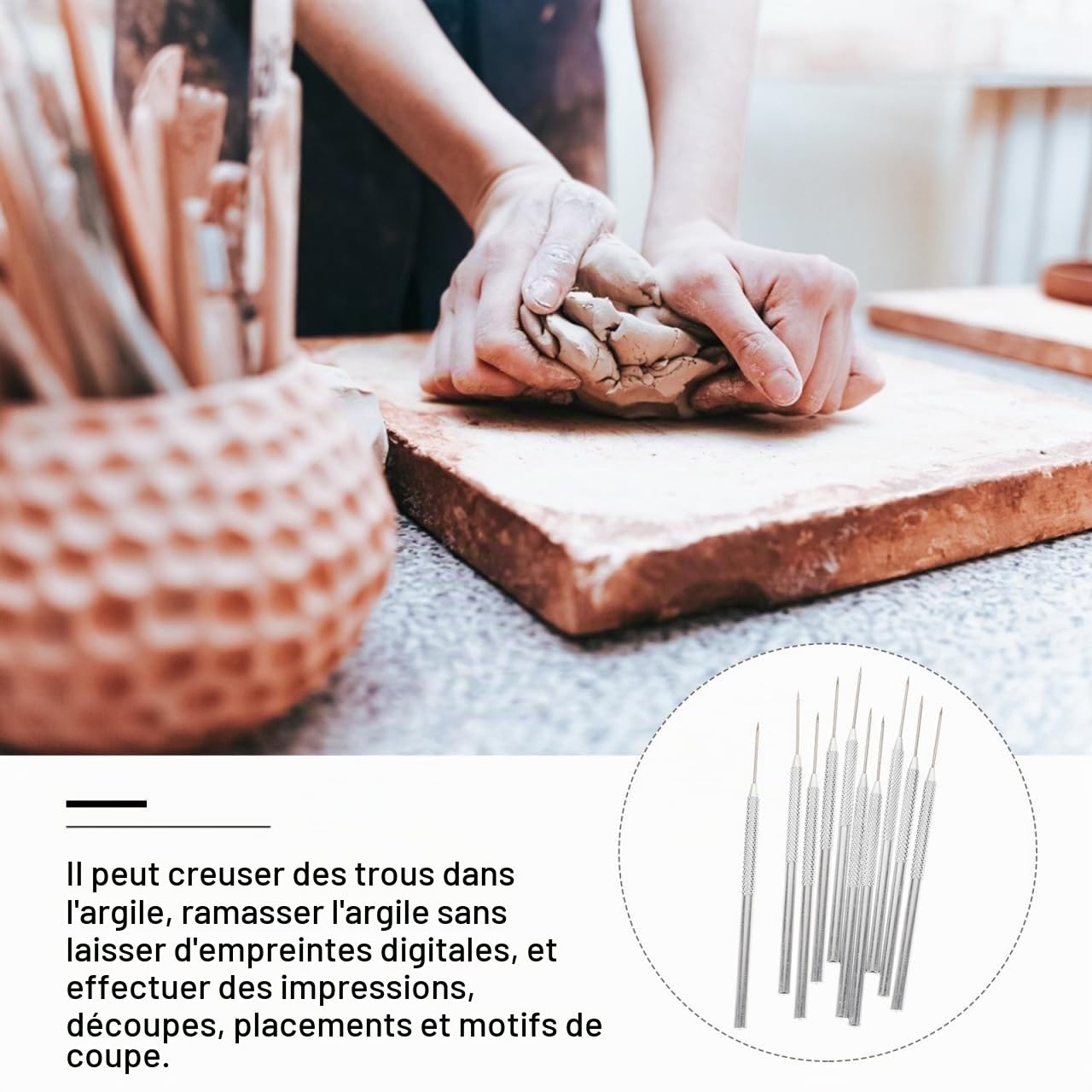 Alipis Aiguilles Poterie Inox Outils Modelage Lot 10 Inox