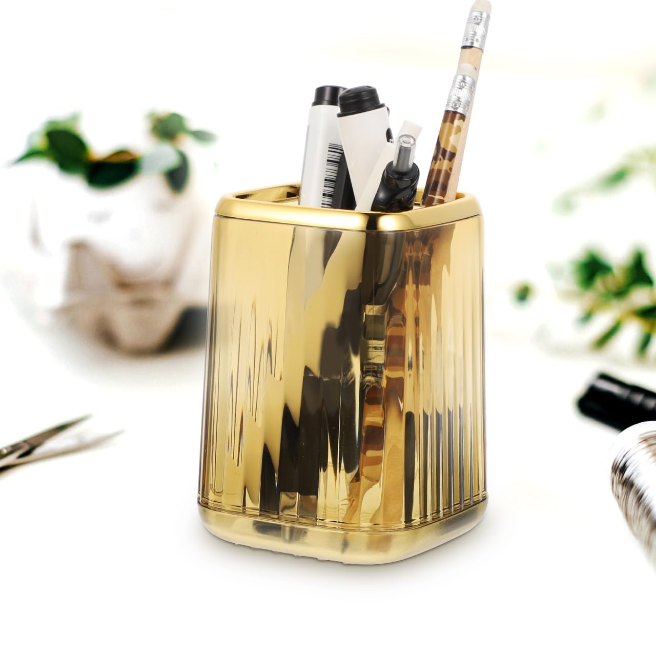 Alipis Pot Pinceaux Maquillage Doré Transparent
