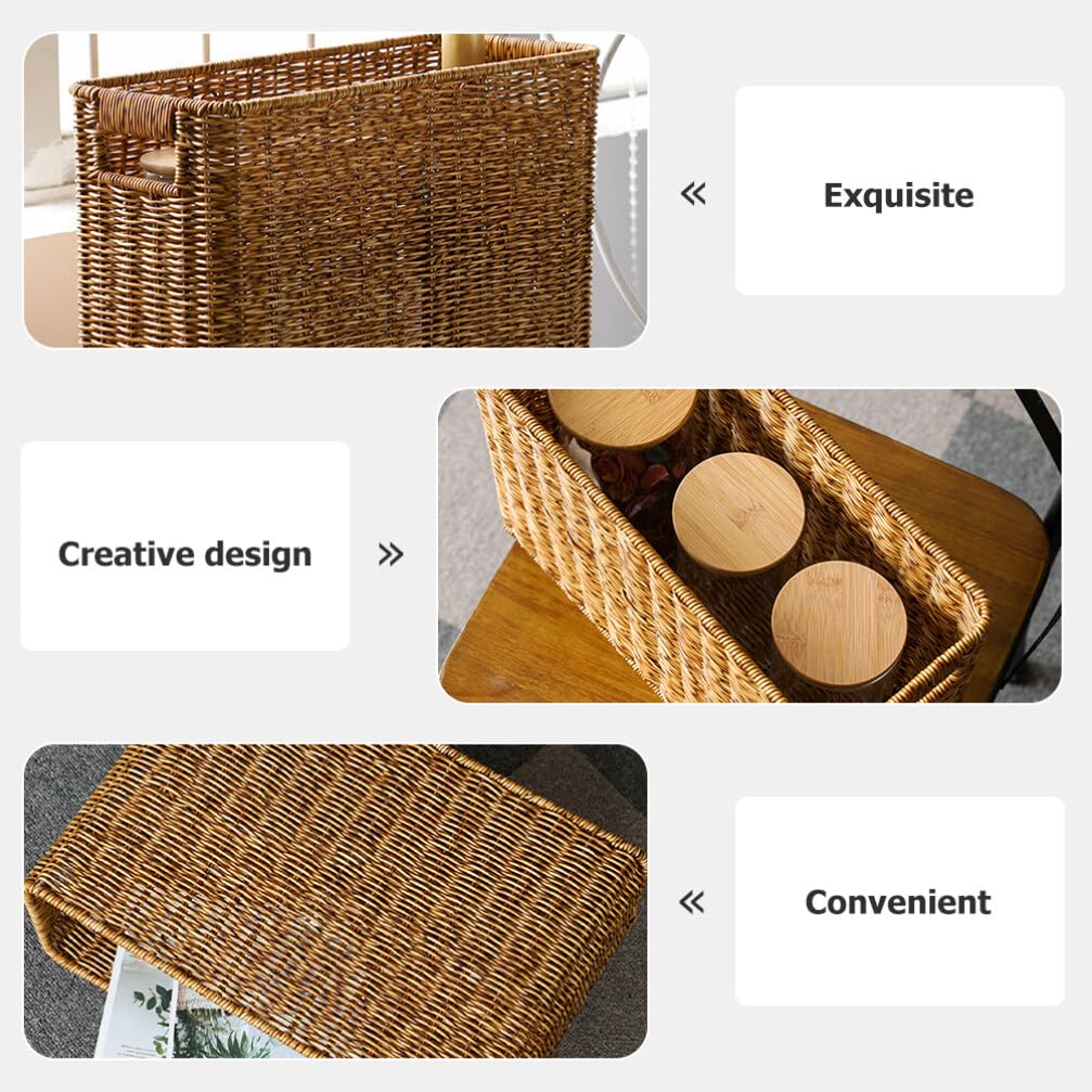 Alipis panier rangement tissé imitation rotin 38 cm revues