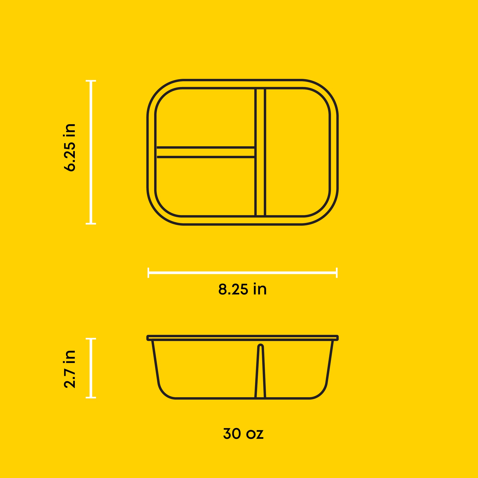 JoyJolt 3-Sectional boite verre repas lot 5 verre 89 cl 3 compartiments