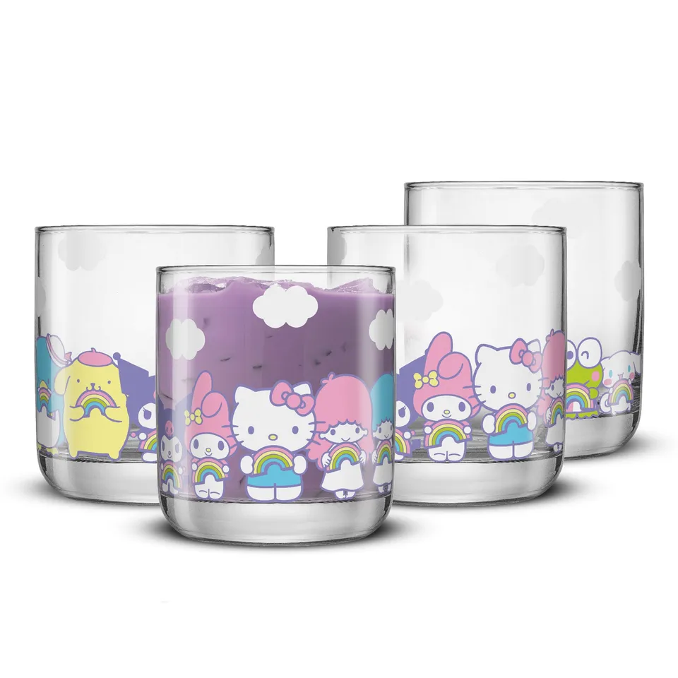 JoyJolt Hello Kitty Rainbow verre court lot 4 30 cl