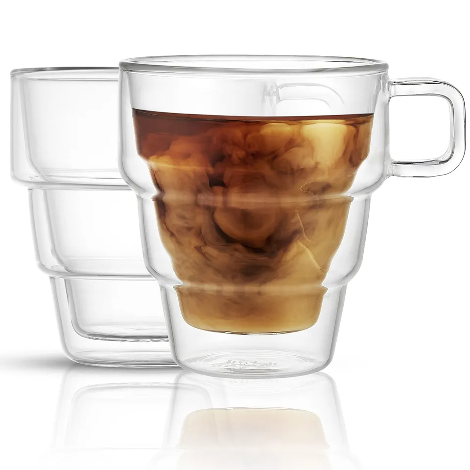 JoyJolt Pila mug verre double paroi 30 cl lot de 2 anse
