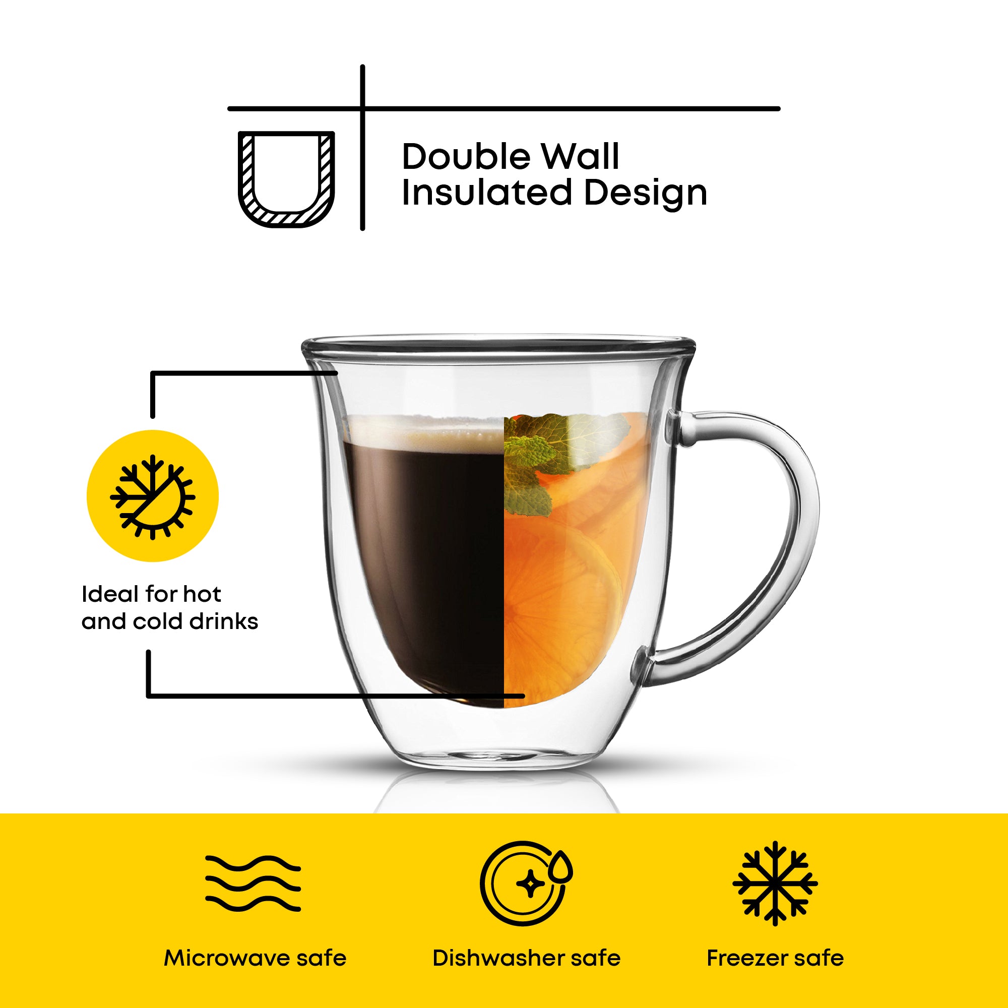 JoyJolt Serene tasse verre double paroi 22 cl lot de 2