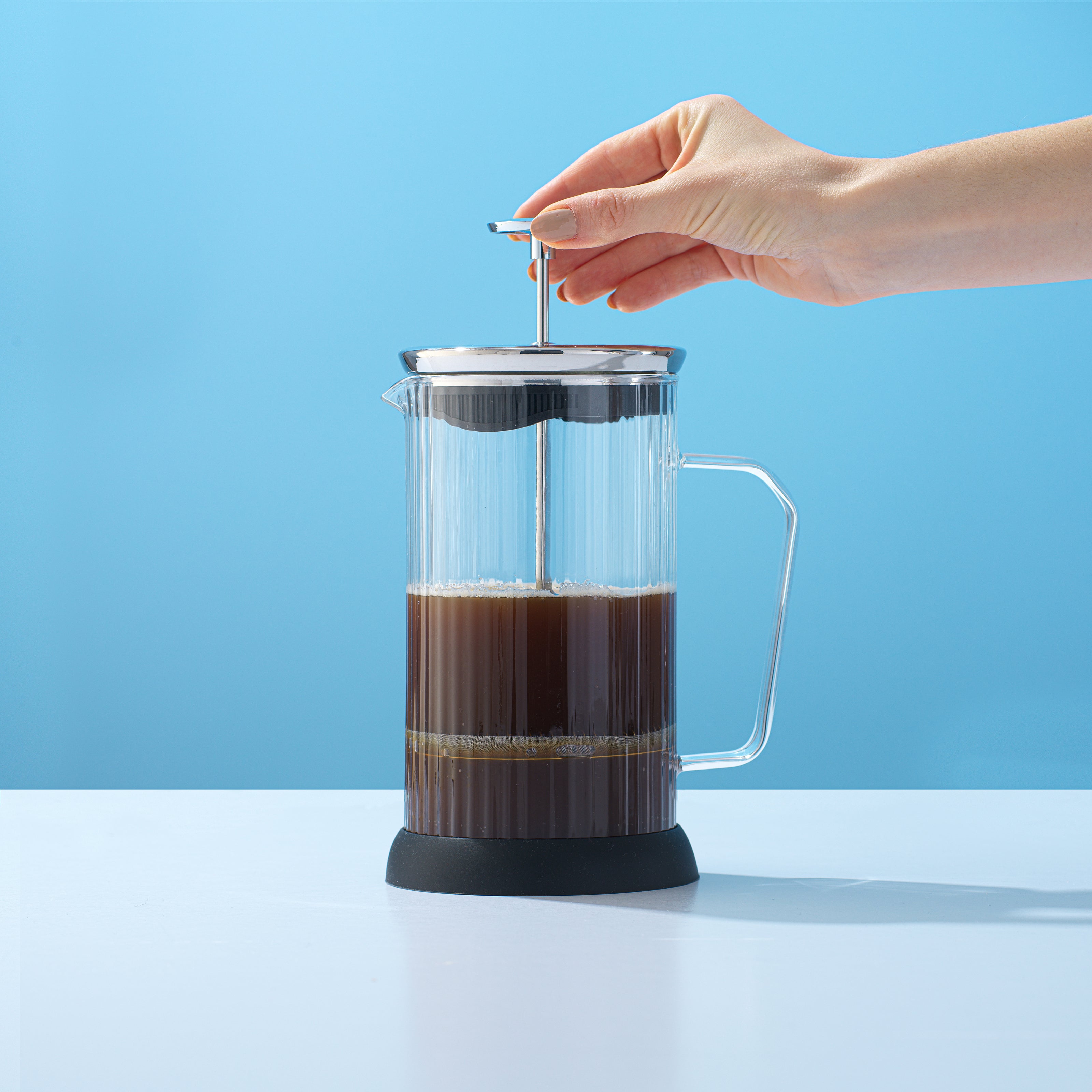 JoyJolt cafetière à piston cannelée 33.8 oz verre