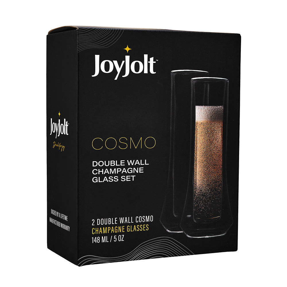 JoyJolt Cosmo Double Wall verre champagne 15 cl lot 2 double paroi