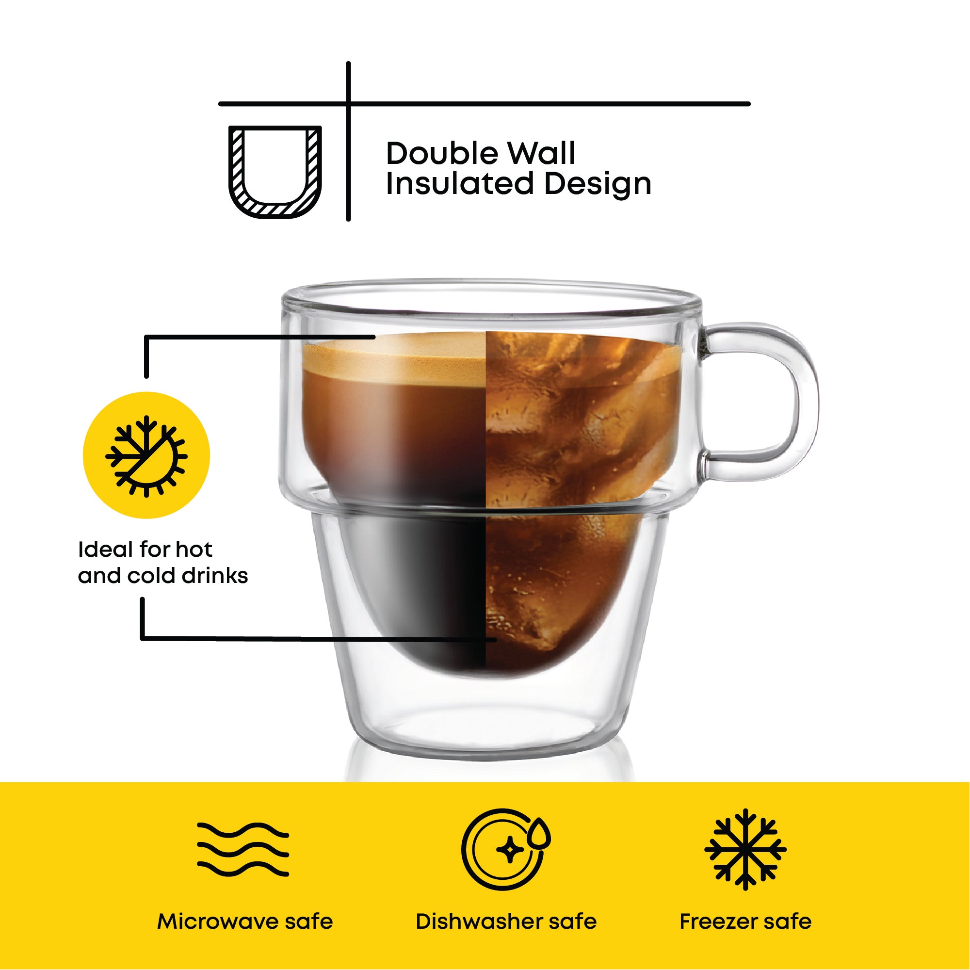 JoyJolt Stoiva verre espresso double paroi 15 cl lot 4