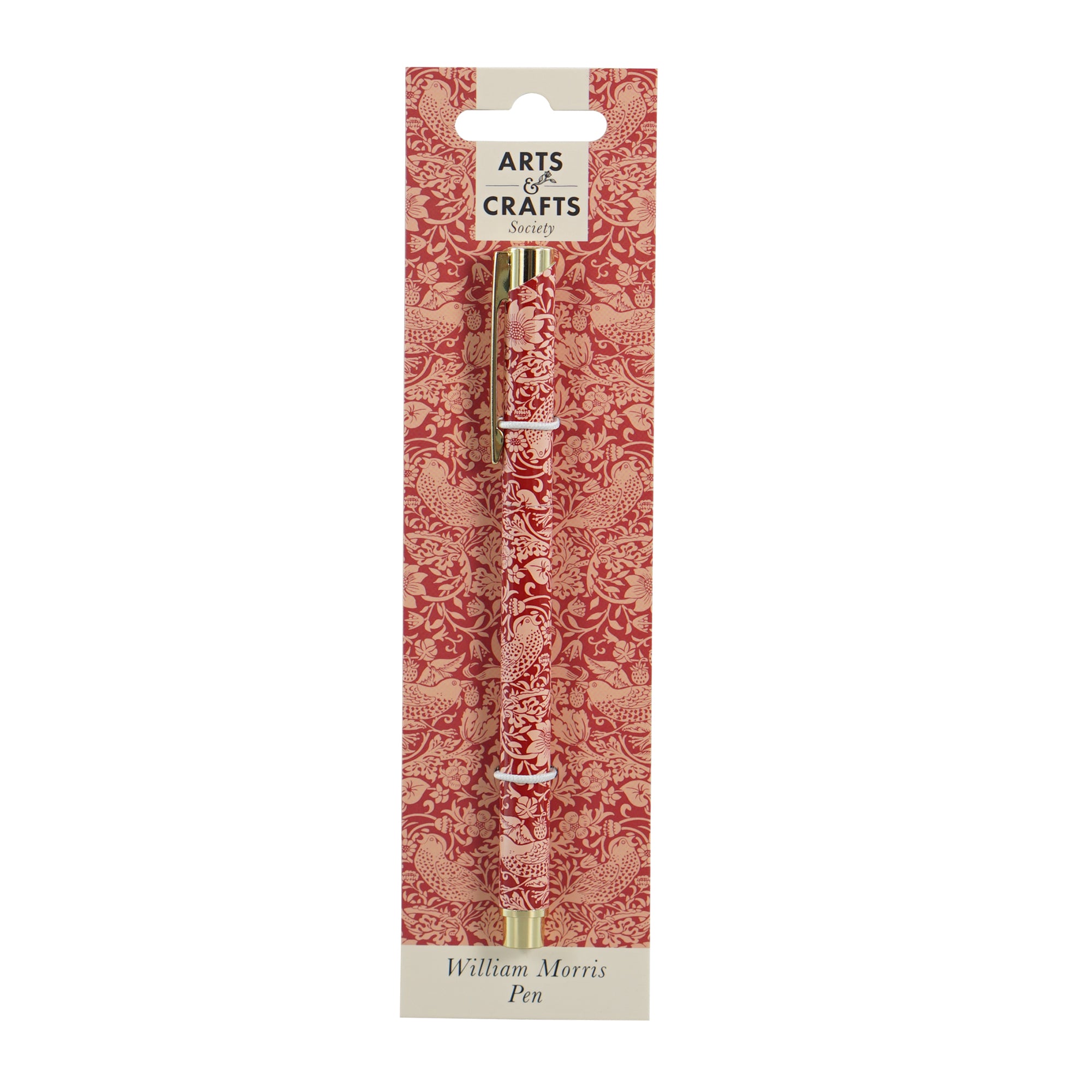 William Morris Strawberry Thief stylo métal framboise