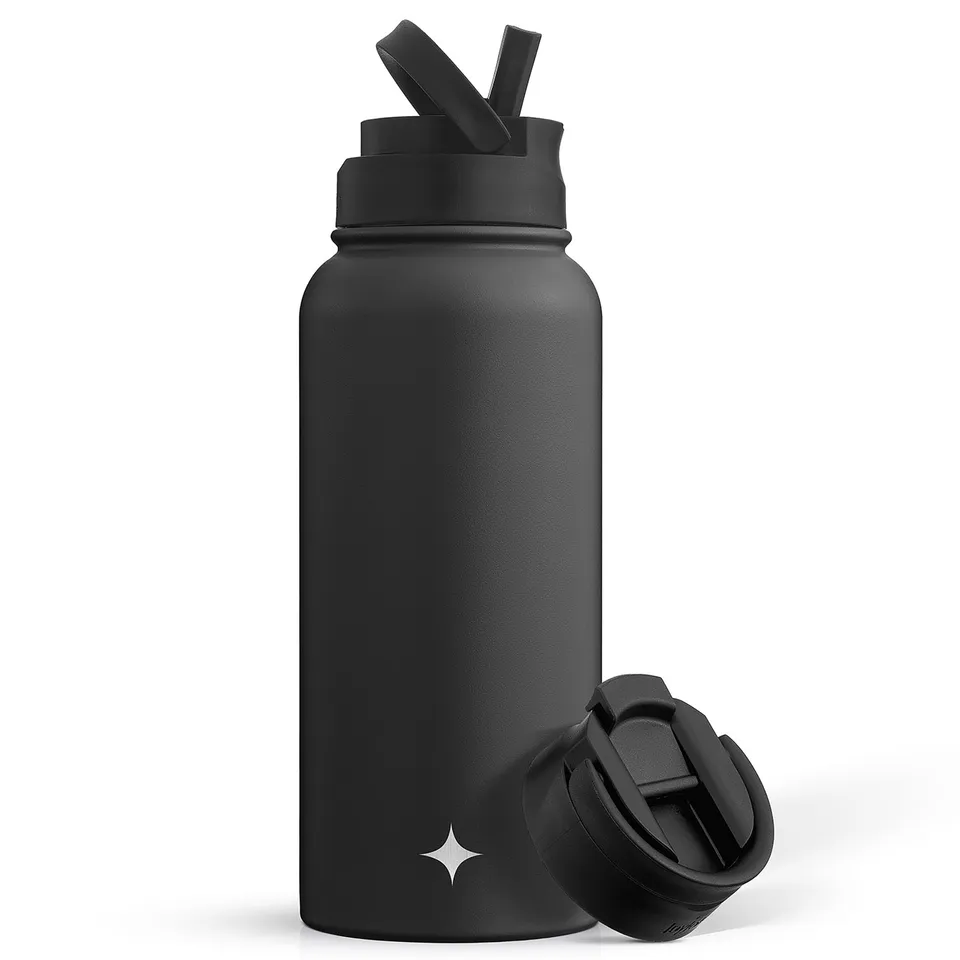 JoyJolt Vacuum Insulated gourde inox 95 cl noire 2 bouchons