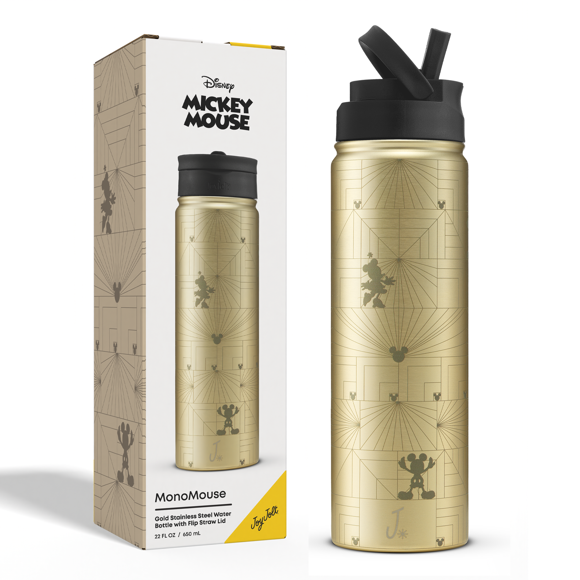 JoyJolt Disney MonoMouse gourde inox 65 cl Mickey Minnie dorée