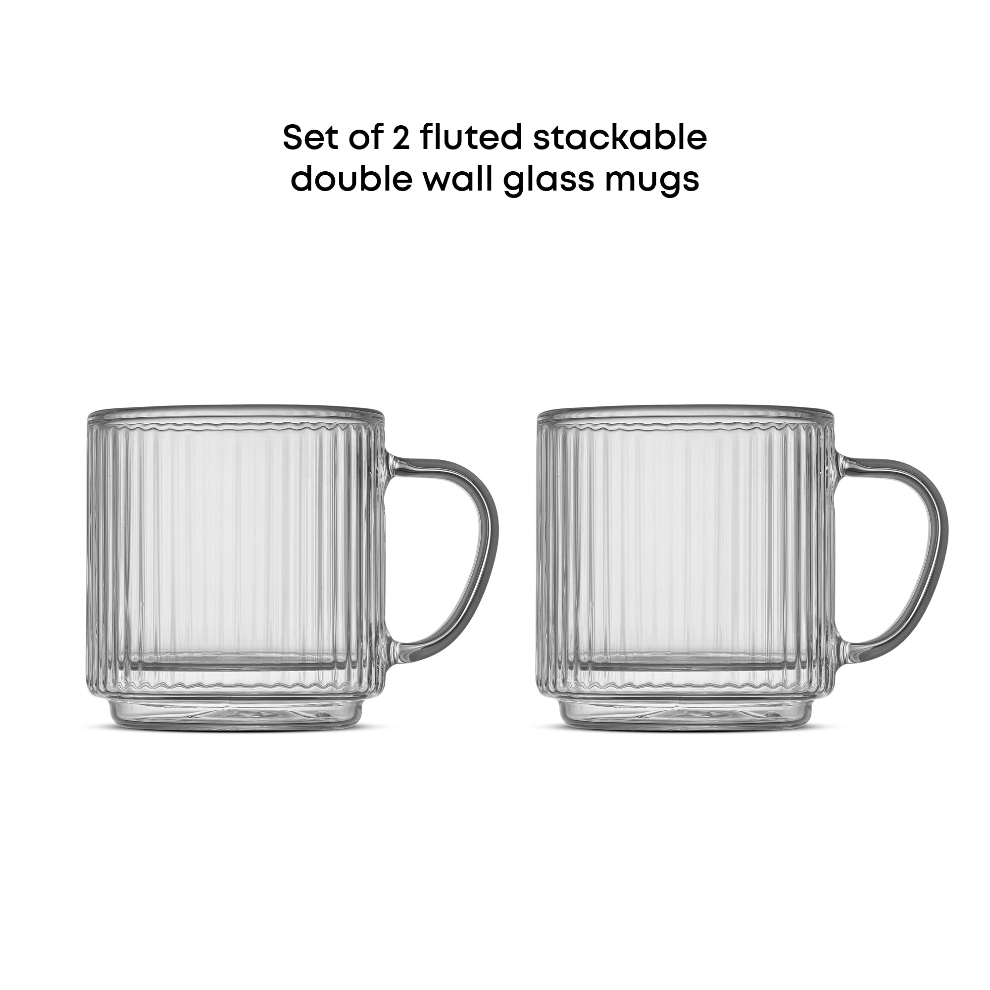 JoyJolt Haven mugs en verre 5.5 oz lot de 2 cannelé double paroi