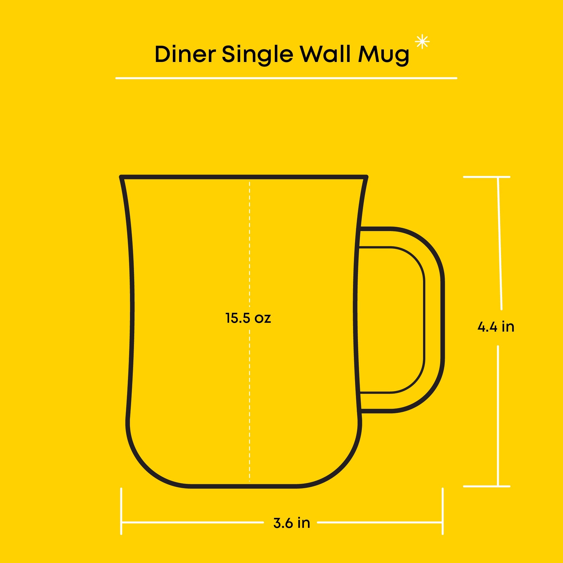 JoyJolt Diner mug en verre 46 cl lot de 4 robuste