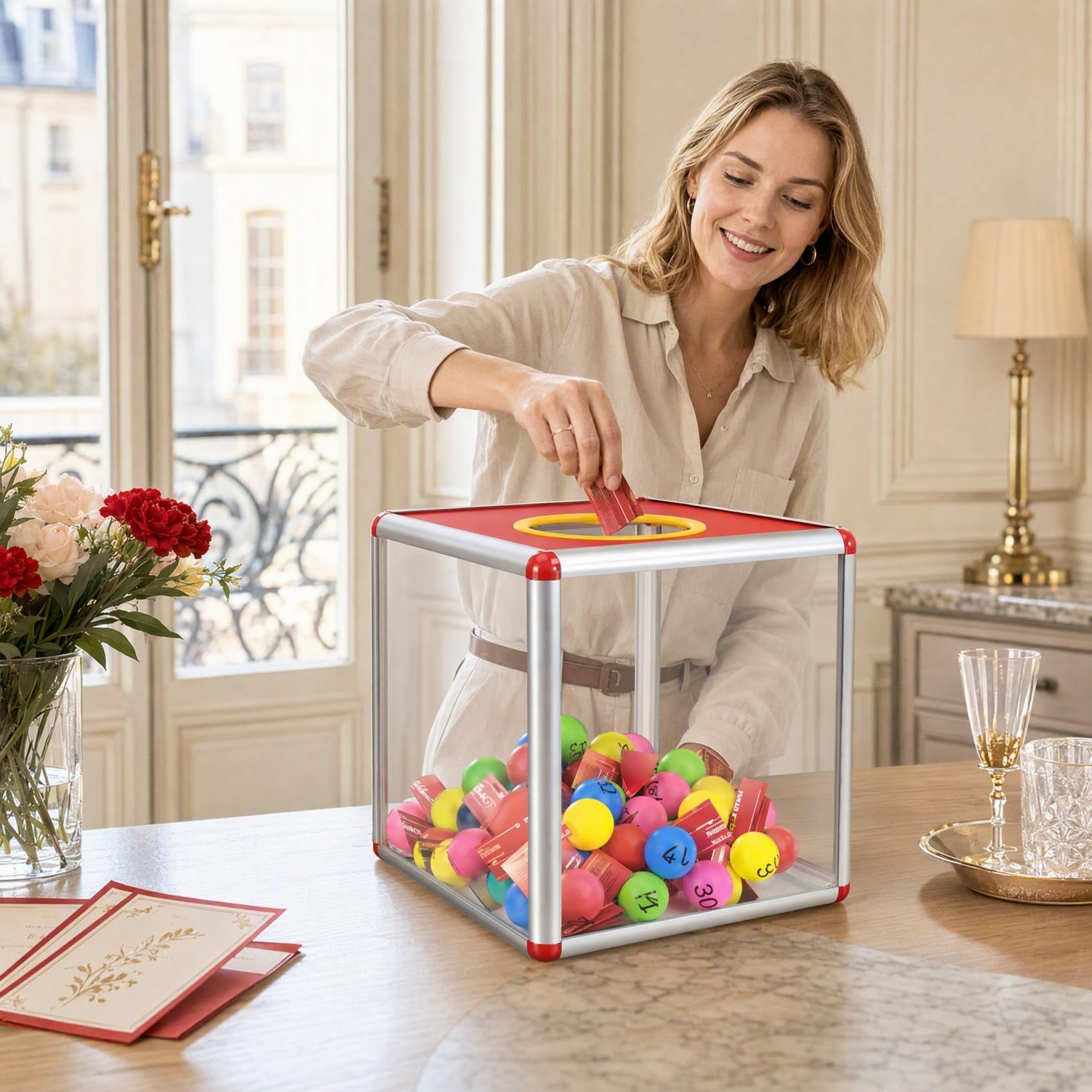 Alipis boîte de loterie urne carrée transparente 25cm