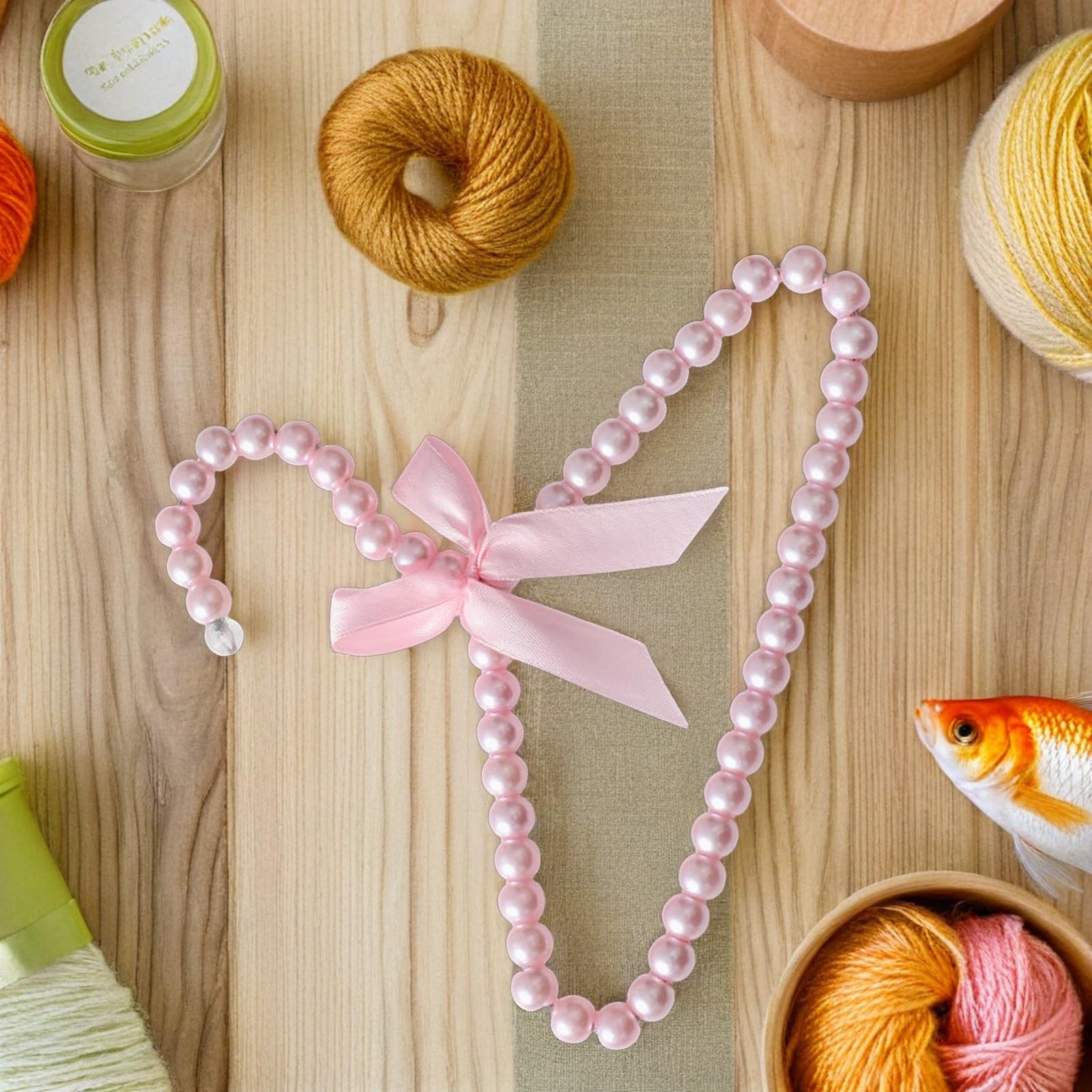 Alipis cintres bébé perles rose plastique lot 5 25 cm