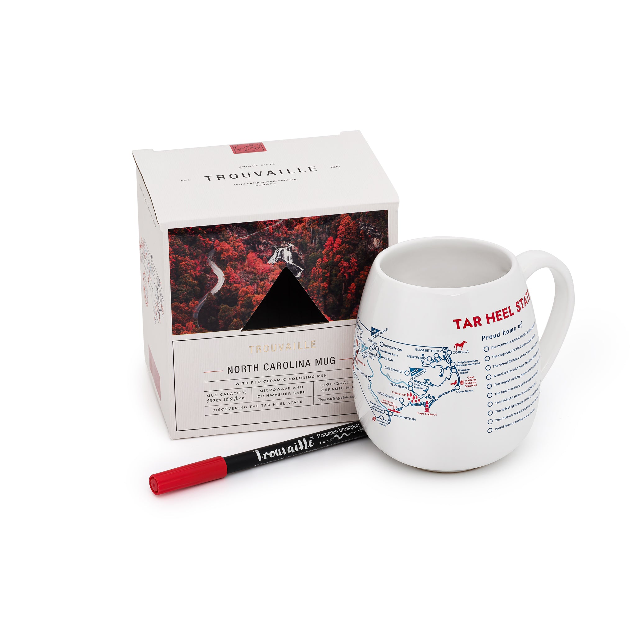 Trouvaille Global North Carolina Map mug à colorier