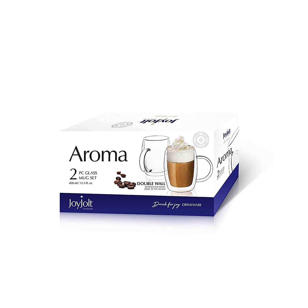 JoyJolt Aroma mug café double paroi verre 40 cl lot 4