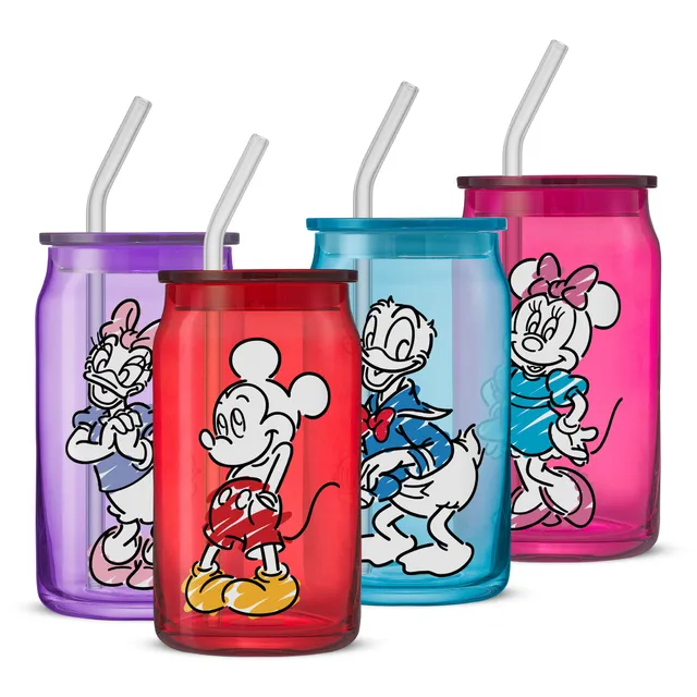 JoyJolt Mickey Mouse Friends Color Sketch gobelets lot de 4 couvercle