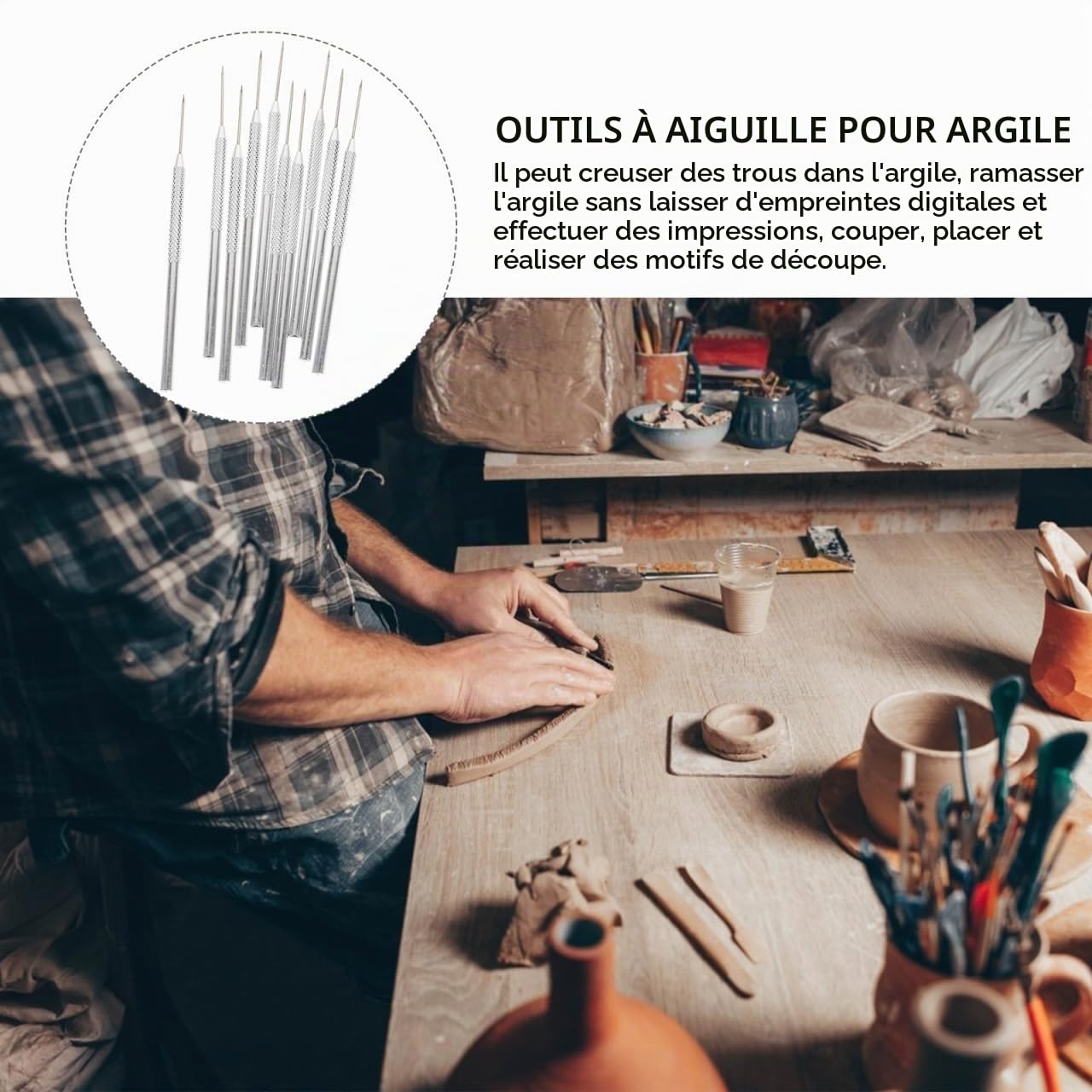 Alipis Aiguilles Poterie Inox Outils Modelage Lot 10 Inox