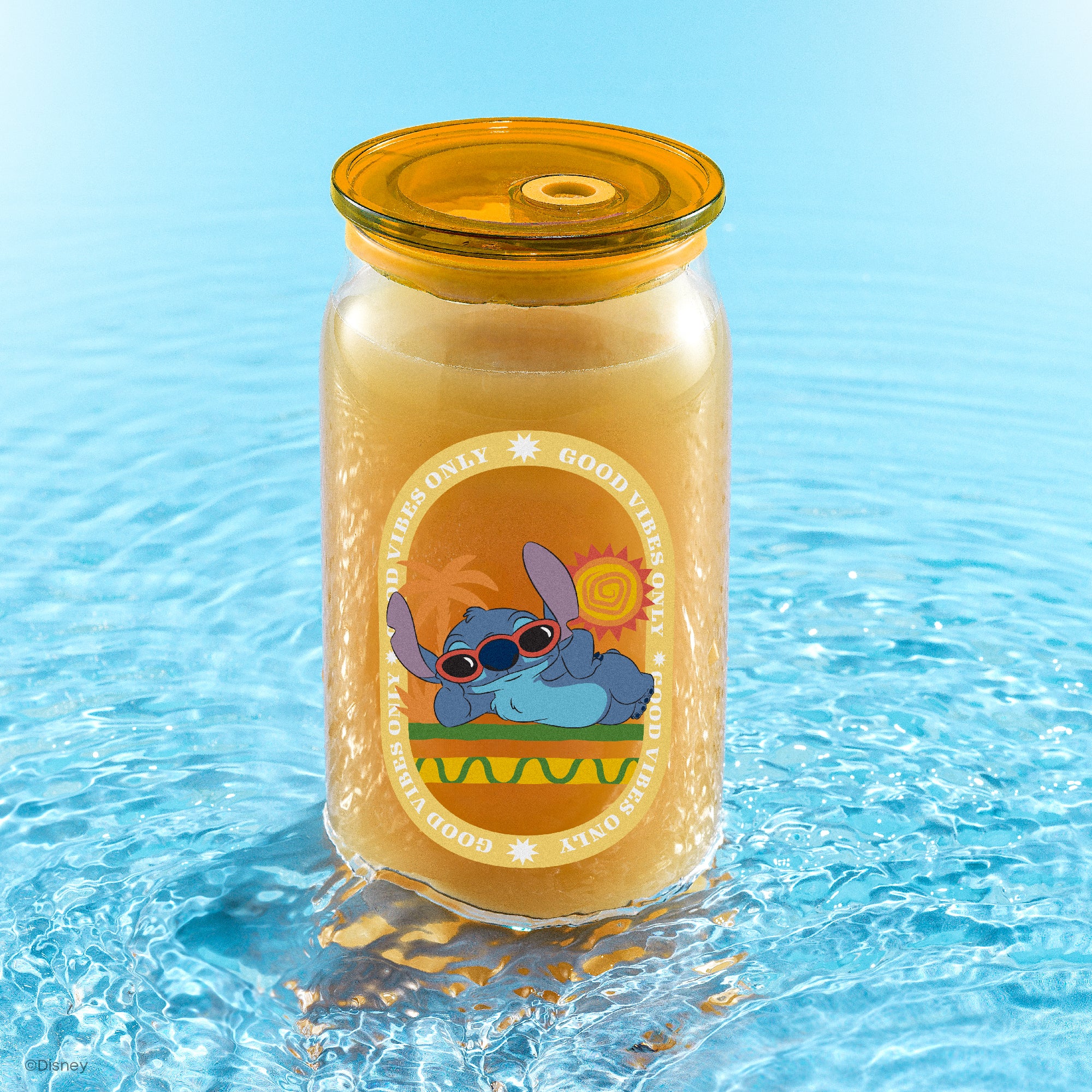 JoyJolt Stitch Island Vibes gobelets avec pailles 4x47 cl