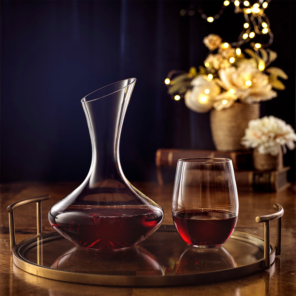 JoyJolt Lancia carafe à vin 118 cl + 4 verres cristal