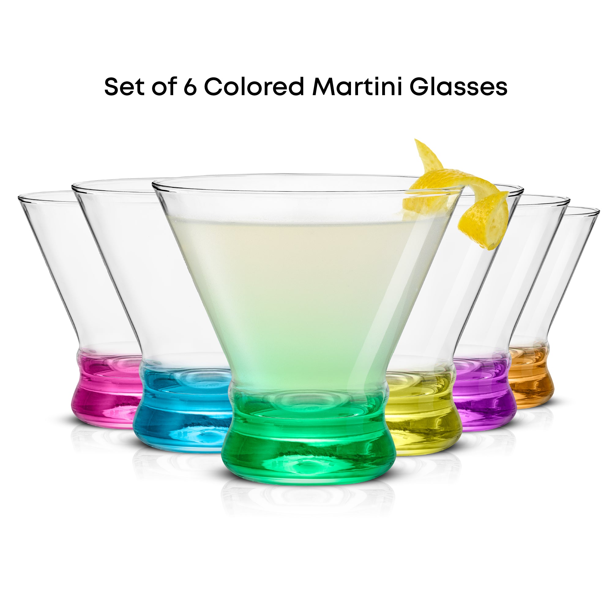JoyJolt Hue Verres Martini sans Pied 22 cl Lot 6