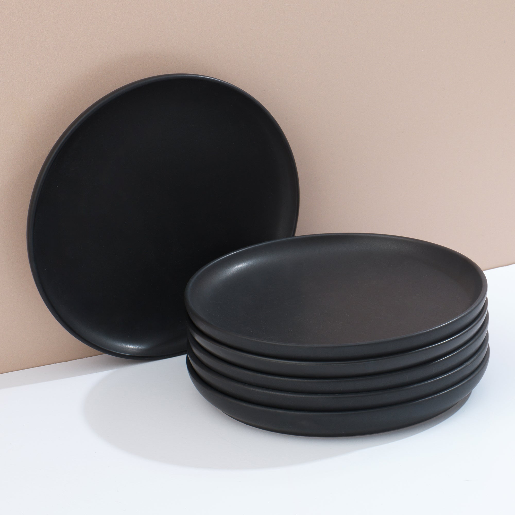 JoyJolt Mesa assiettes dessert grès noir mat 6 pièces 20 cm