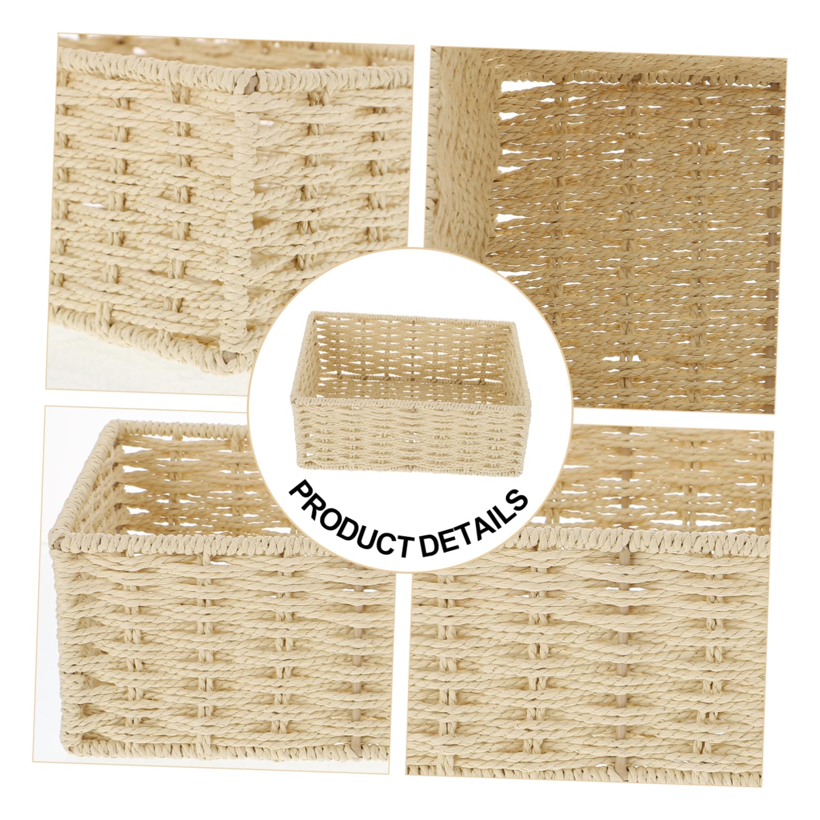 Alipis Panier Rangement Tressé Beige Corde 22cm