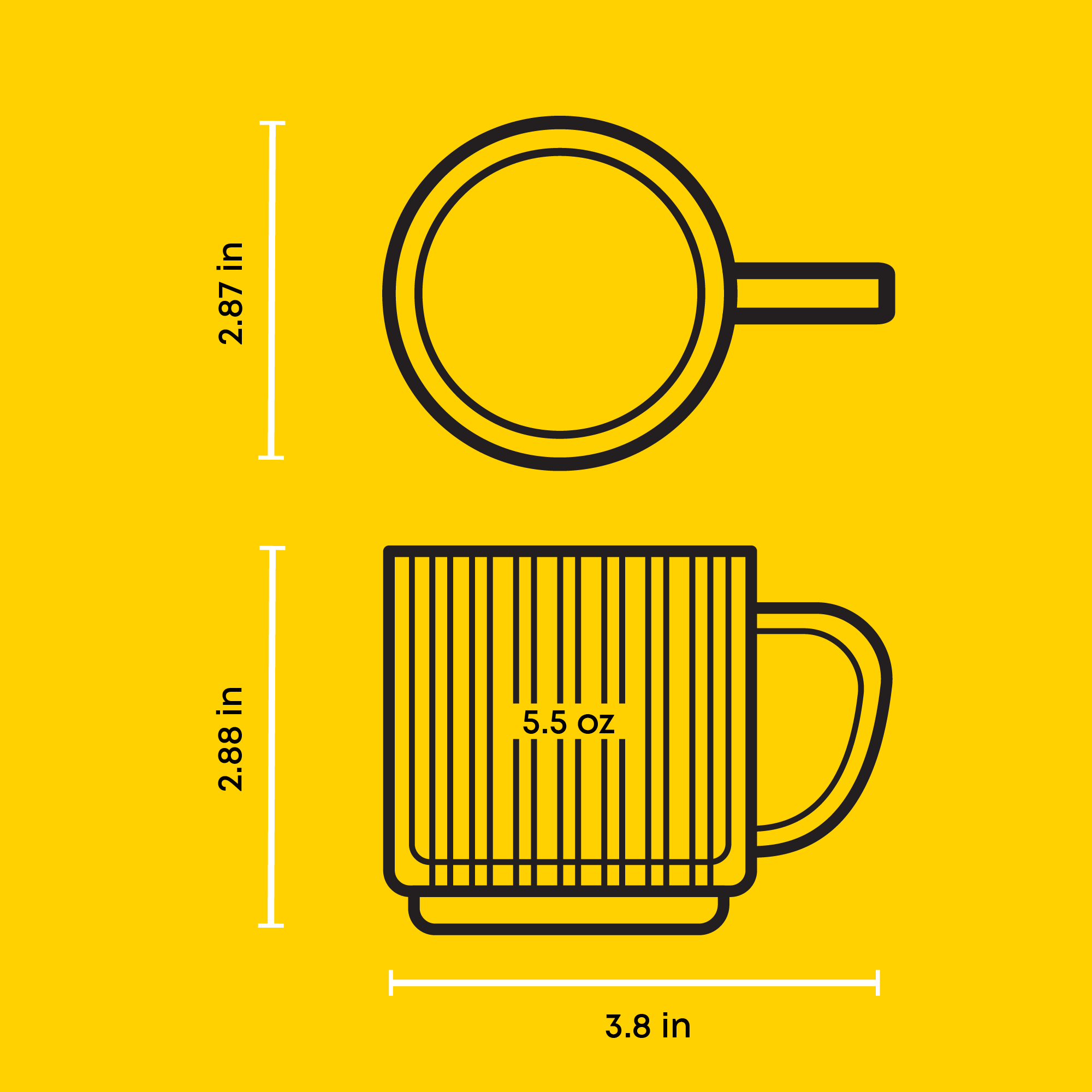 JoyJolt Haven mugs en verre 5.5 oz lot de 2 cannelé double paroi