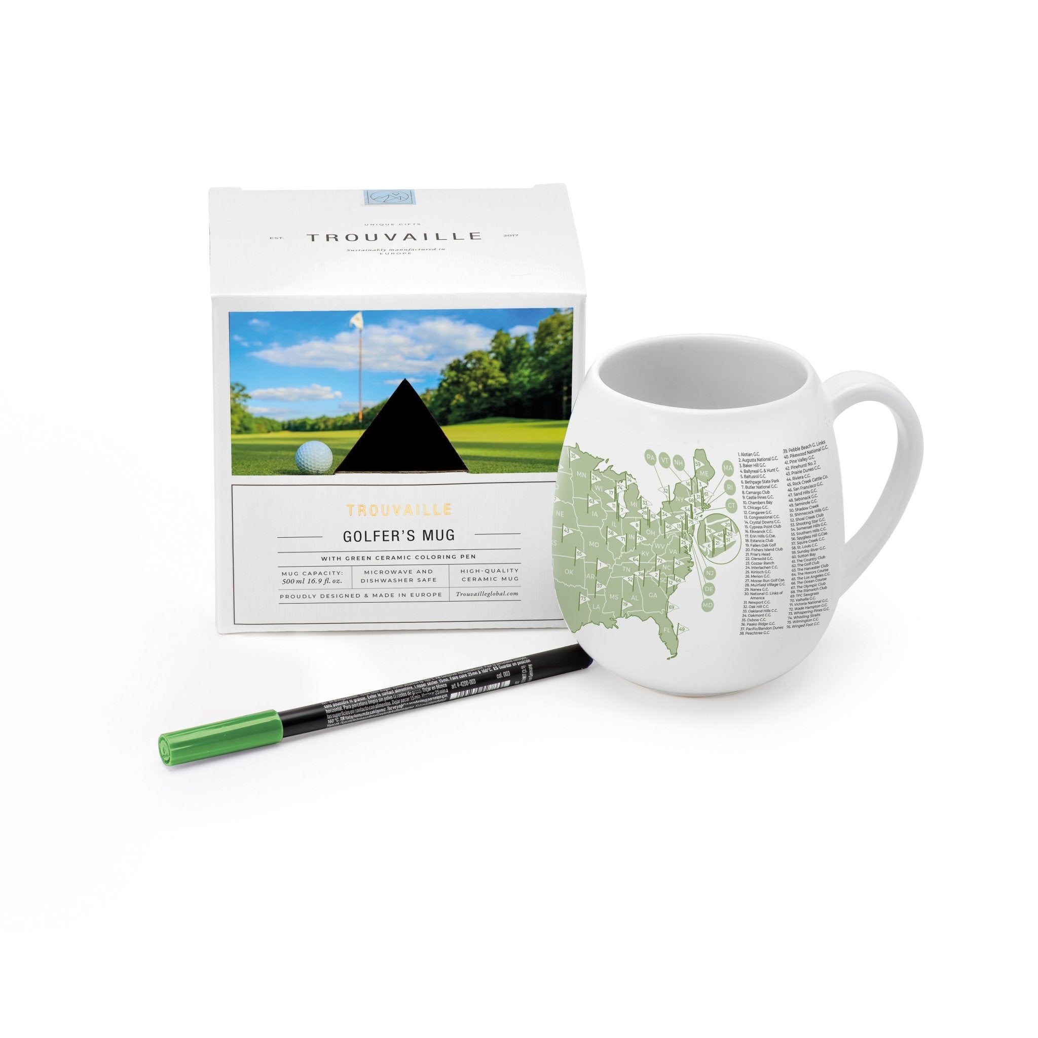 Trouvaille Global US Golf Courses mug à colorier 76 parcours