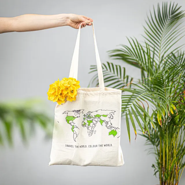 Trouvaille World Map Colour-In tote bag coton à colorier
