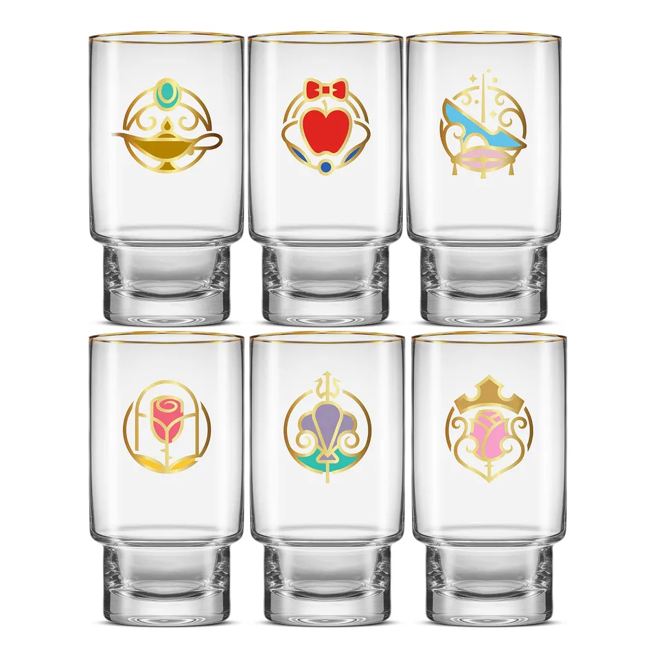 JoyJolt Disney Princess verres hauts 16 oz lot de 6 doré
