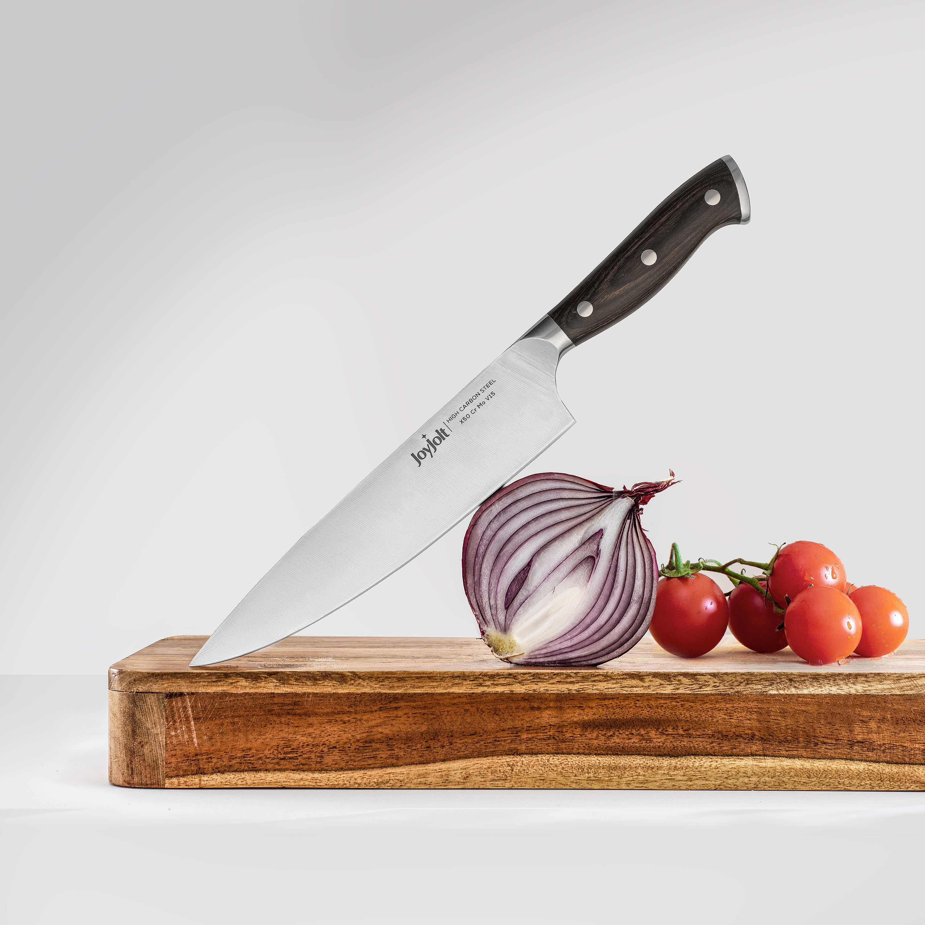JoyJolt 8 couteau chef cuisine acier 20 cm bois