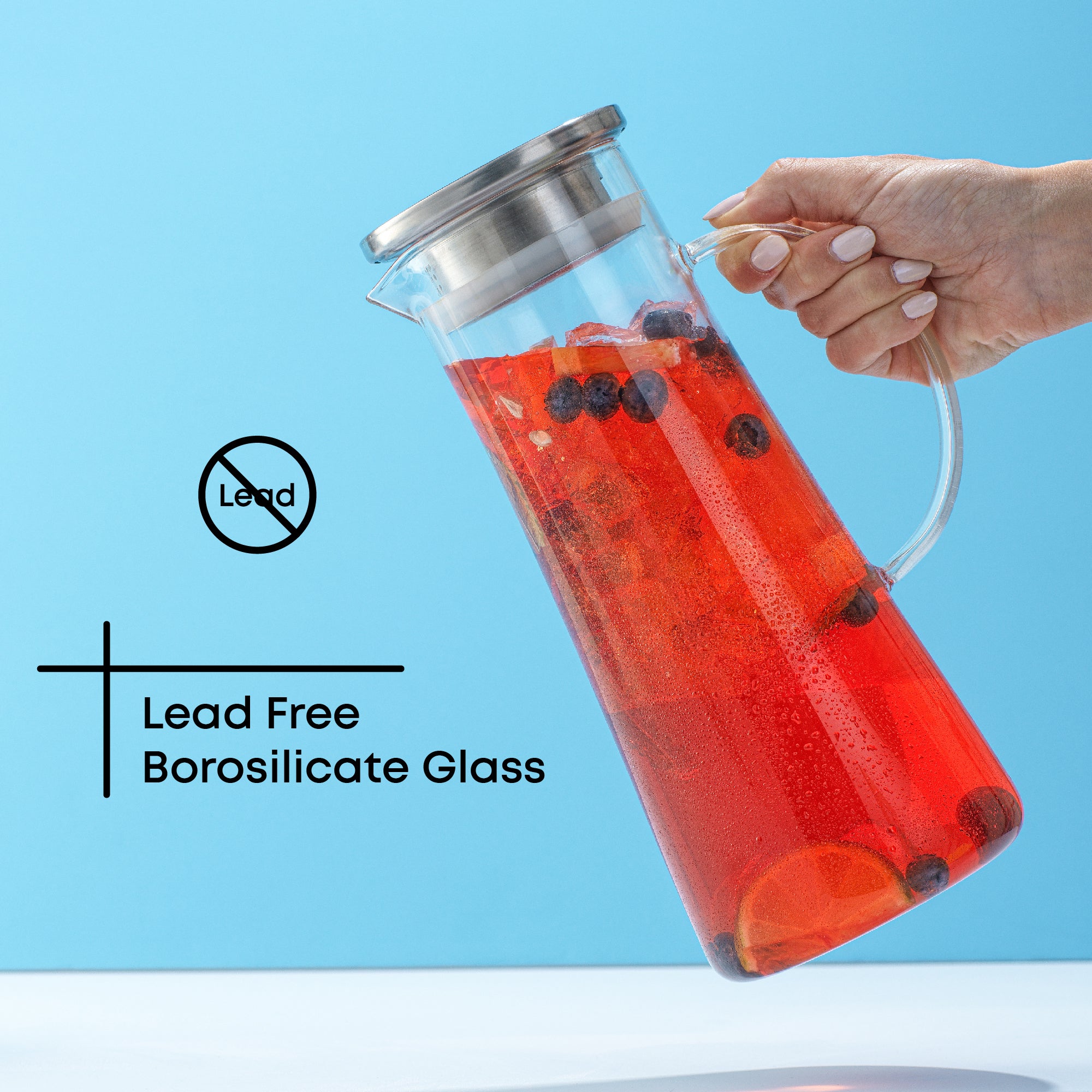 JoyJolt Breeze pichet verre 136 cl inox filtrant